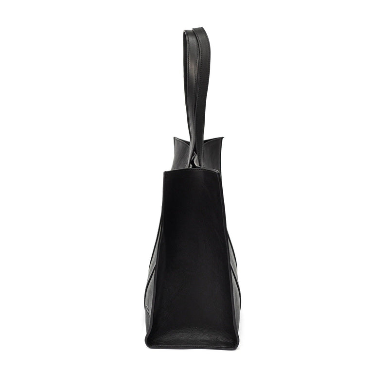 Black Leather Large Tote Bag - Broolls
