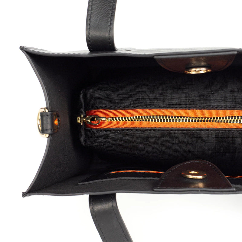 Black Leather Large Tote Bag - Broolls
