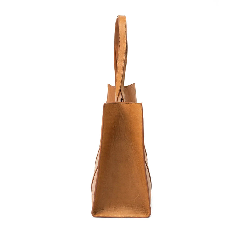 Camel Leather Large Tote Bage - Broolls