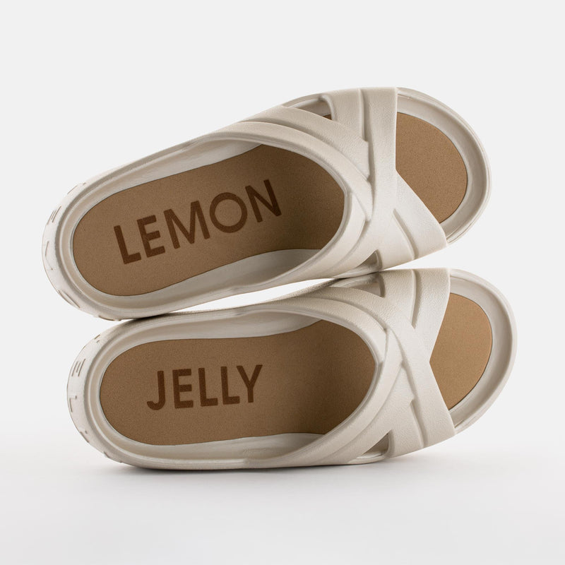 MOONY 03 Metallic Warm Grey Vegan Platform Slides - Lemon Jelly