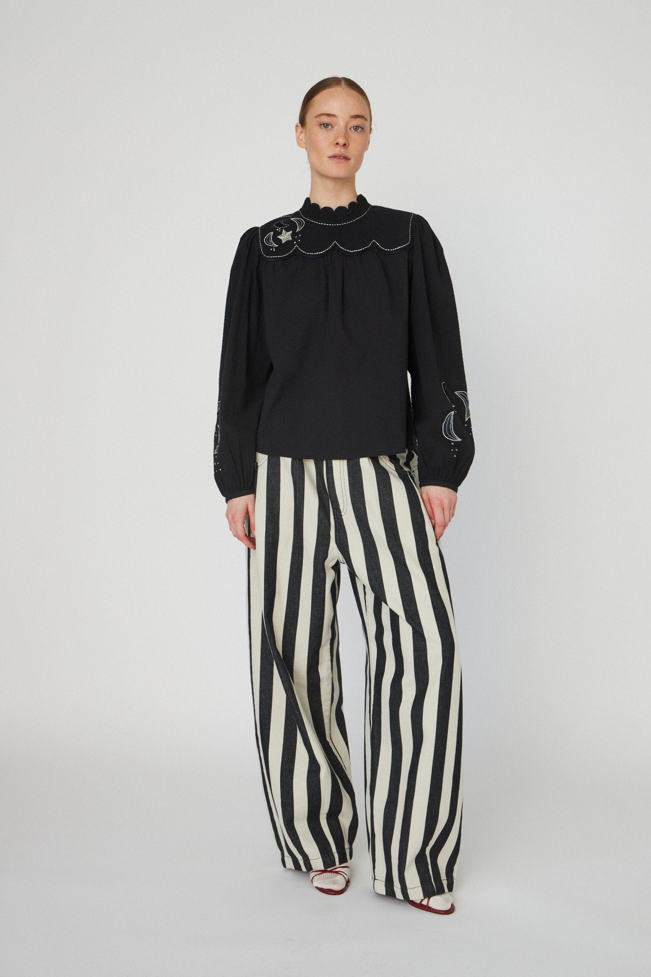 Moon and Star Embroidered Blouse