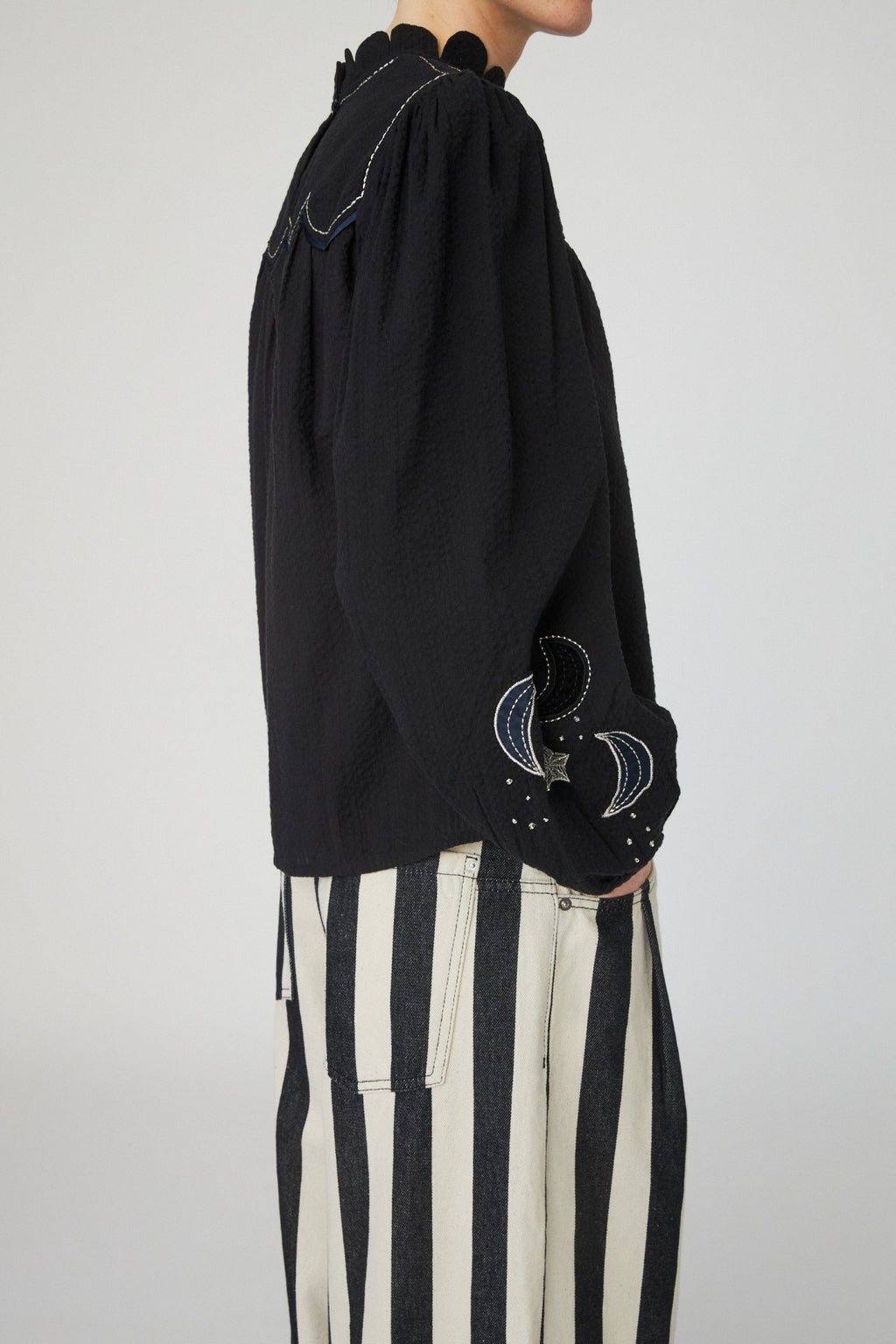 Moon and Star Embroidered Blouse