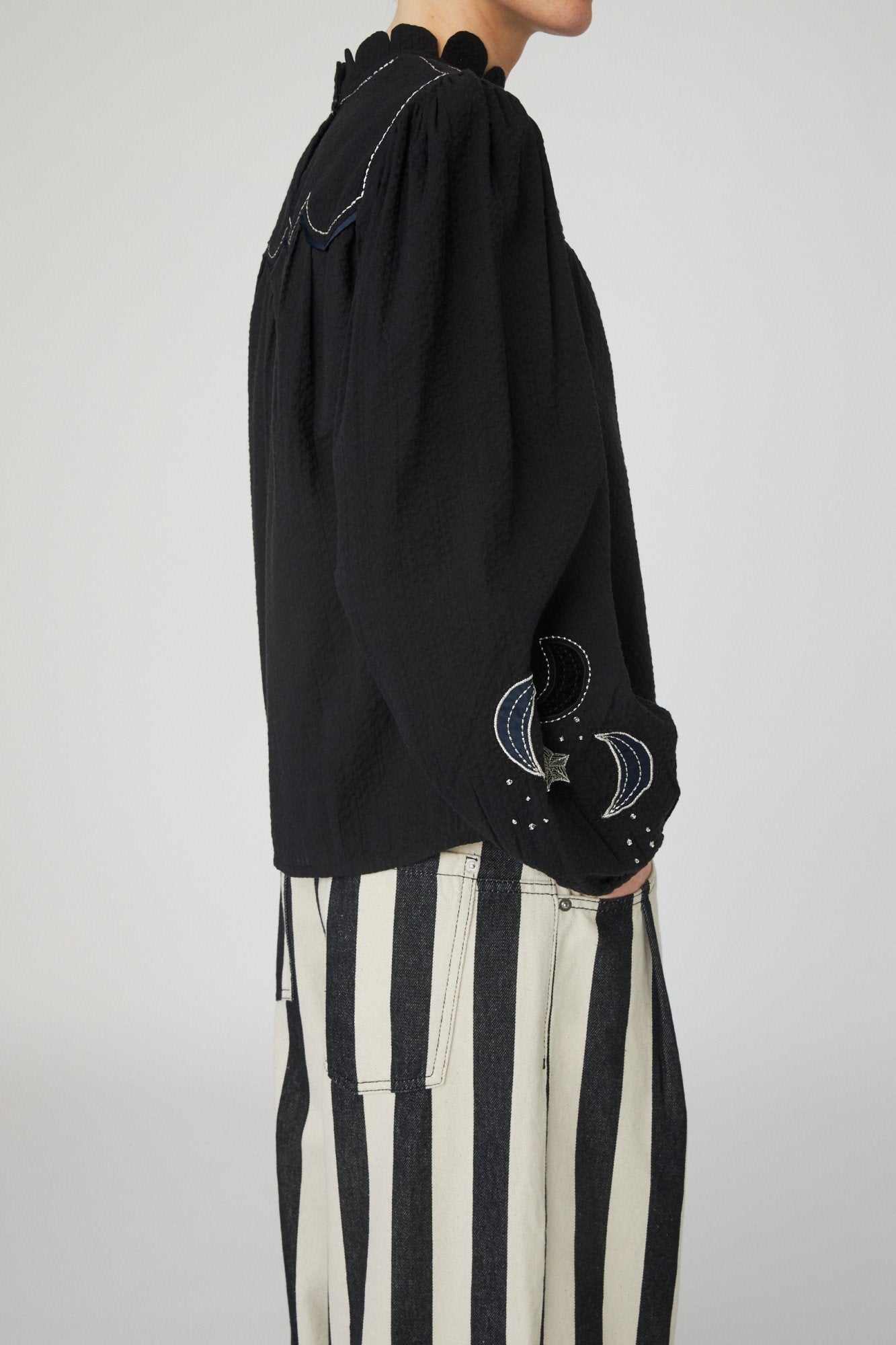 Moon and Star Embroidered Blouse