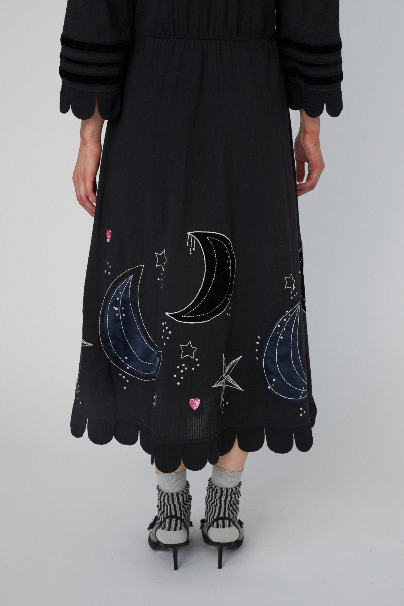 Moon and Star Embroidered Midi Dress