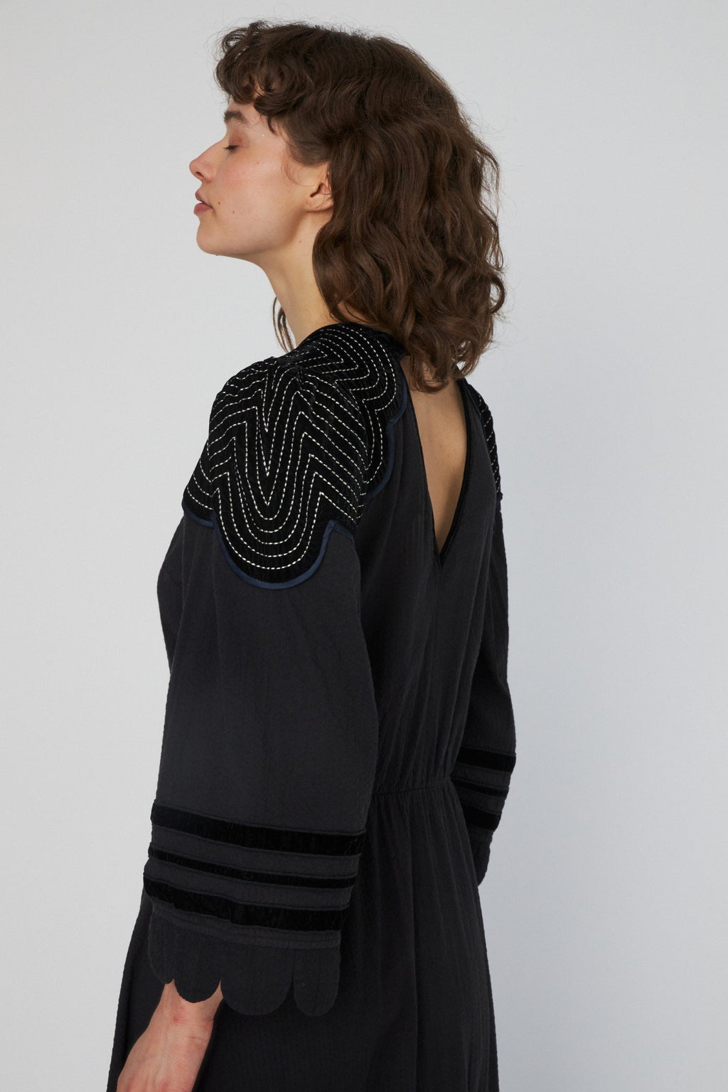 Moon and Star Embroidered Midi Dress