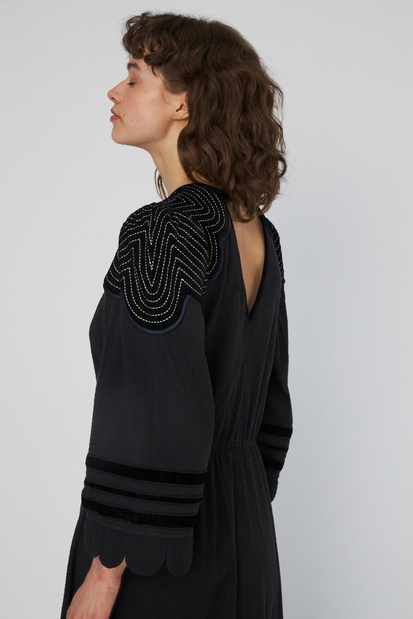 Moon and Star Embroidered Midi Dress