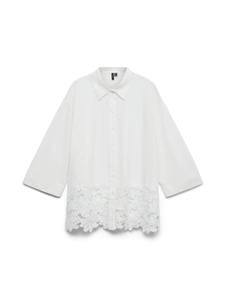 Soft Power: Three-Quarter Sleeve Shirt with Floral Lace Hem