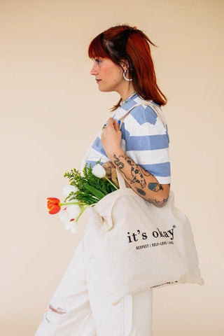 Organic Striped T-Shirt Blue/Cru - It''s Okay