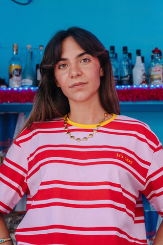 STRIPED T-SHIRT - PINK & RED