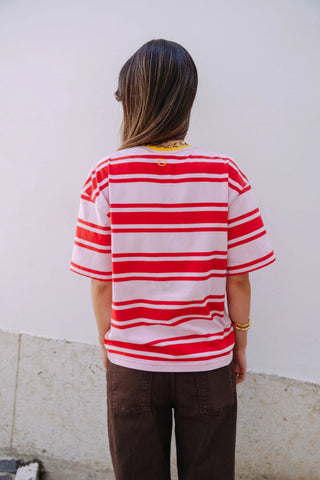 STRIPED T-SHIRT - PINK & RED