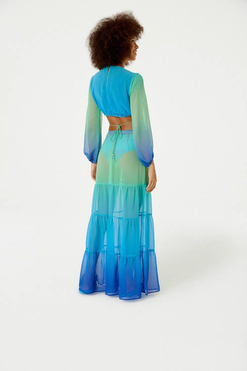 Sky Gradient Resort Long Dress - Blueman