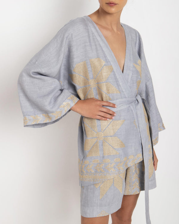 Aeolis Linen Kimono - Greek Archaic Kori