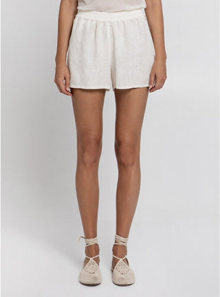 Helios Embroidered Linen Shorts - Greek Archaic Kori