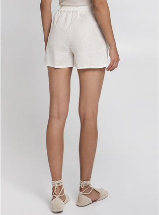 Helios Embroidered Linen Shorts - Greek Archaic Kori