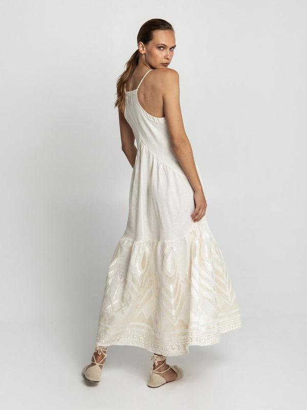 Selene Embroidered Maxi Dress - Greek Archaic Kori
