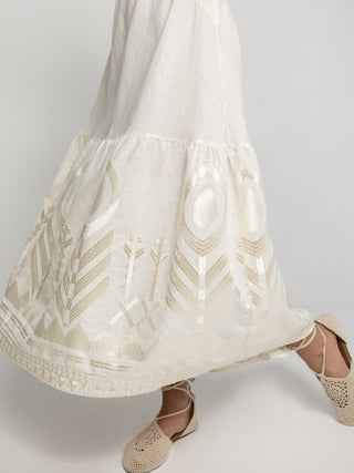 Selene Embroidered Maxi Dress - Greek Archaic Kori