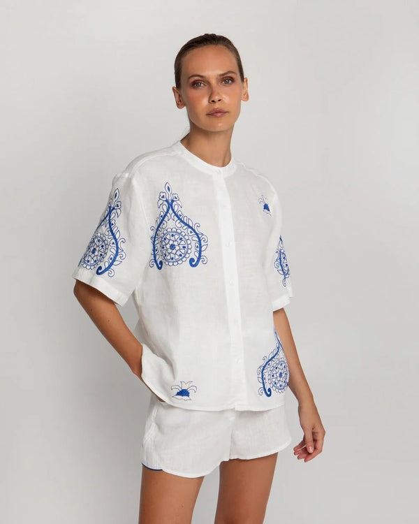 Aegean Bloom Shirt - Greek Archaic Kori
