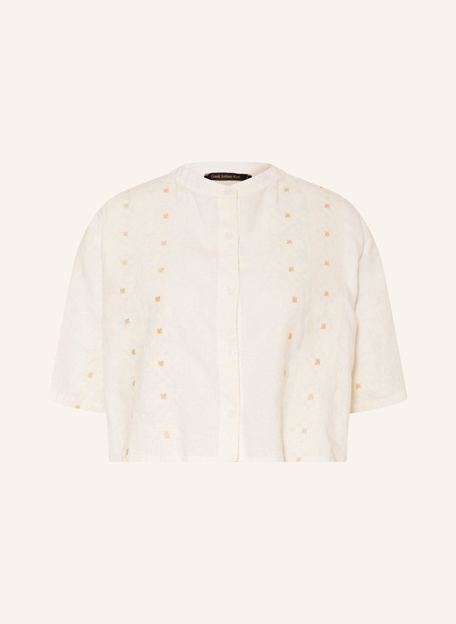 Helios Embroidered Linen Shirt - Greek Archaic Kori