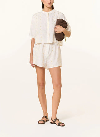 Helios Embroidered Linen Shirt - Greek Archaic Kori