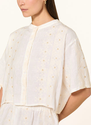 Helios Embroidered Linen Shirt - Greek Archaic Kori