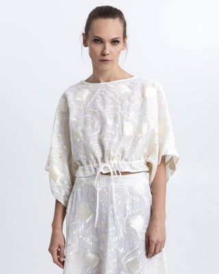 Blossom Embroidered Linen Blouse