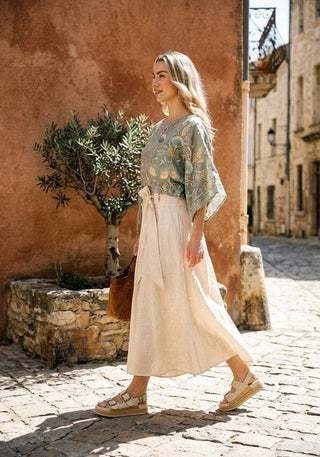 Blossom Embroidered Linen Blouse