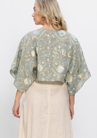 Blossom Embroidered Linen Blouse