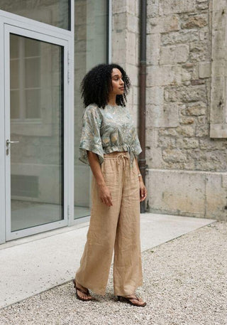 Blossom Embroidered Linen Blouse