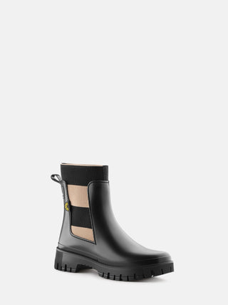 SELENA Black Vegan Ankle Boots with Upper Side Elastics