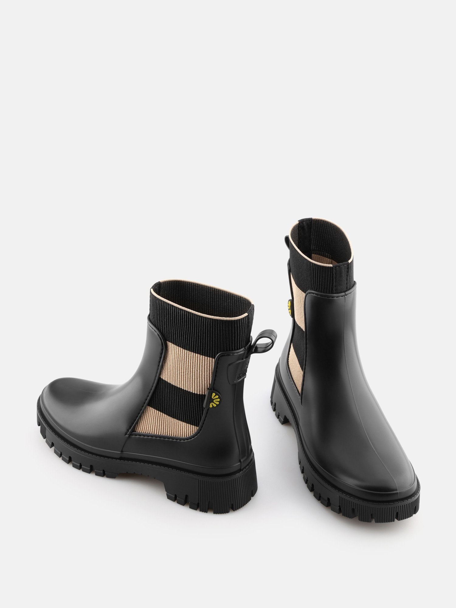 SELENA Black Vegan Ankle Boots with Upper Side Elastics