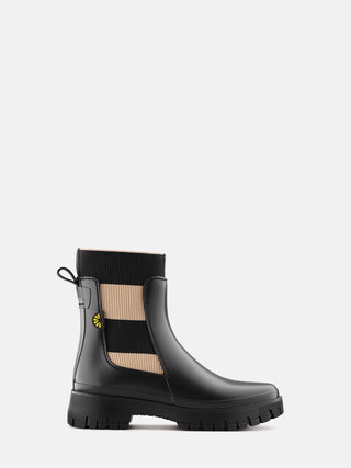 SELENA Black Vegan Ankle Boots with Upper Side Elastics