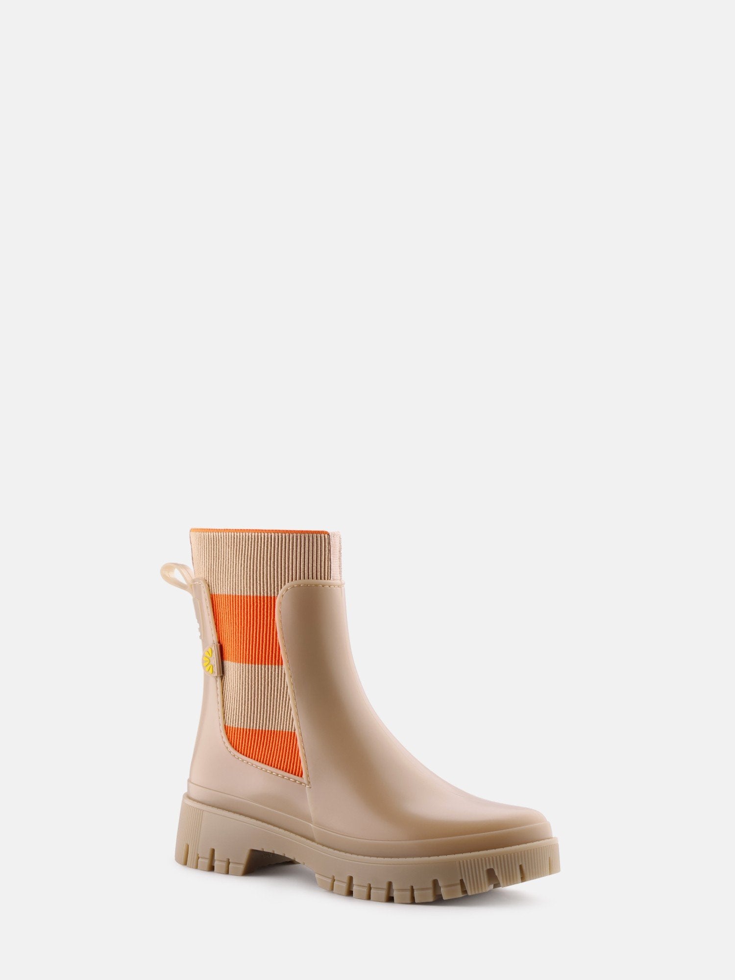 SELENA Beige Vegan Ankle Boots with Upper Side Elastics