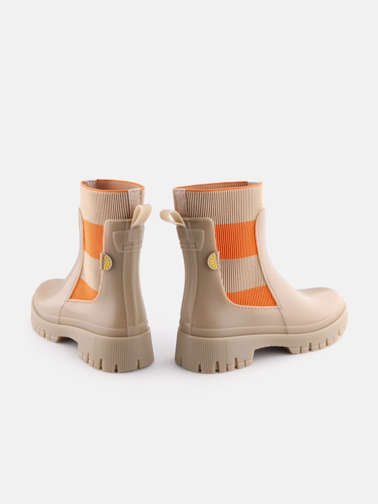 SELENA Beige Vegan Ankle Boots with Upper Side Elastics