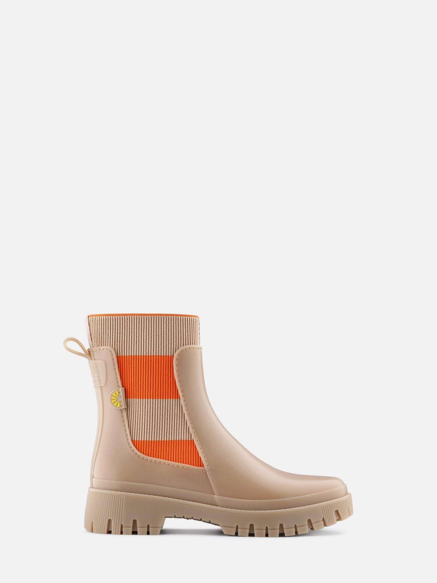 SELENA Beige Vegan Ankle Boots with Upper Side Elastics