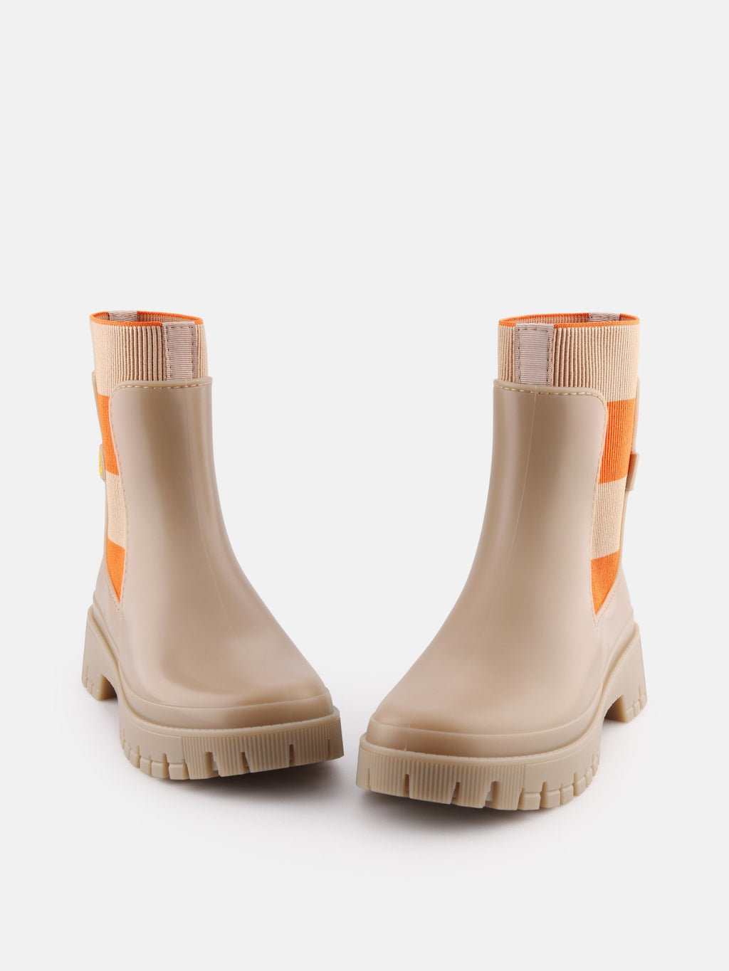 SELENA Beige Vegan Ankle Boots with Upper Side Elastics