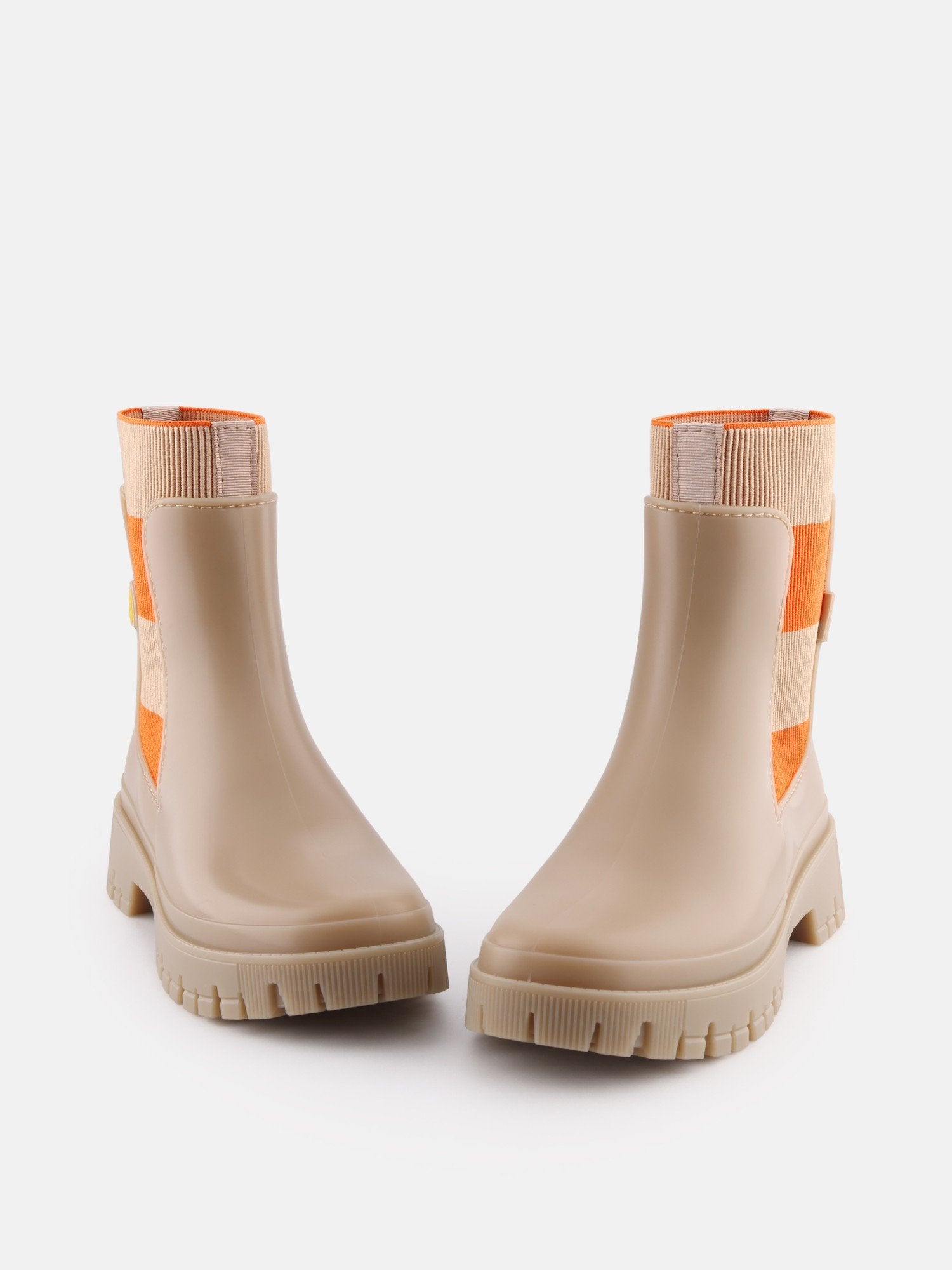 SELENA Beige Vegan Ankle Boots with Upper Side Elastics