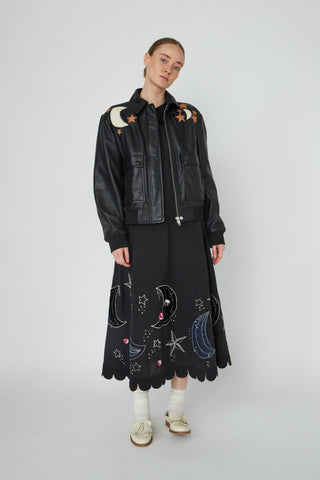 Starlight Leather Bomber Jacket