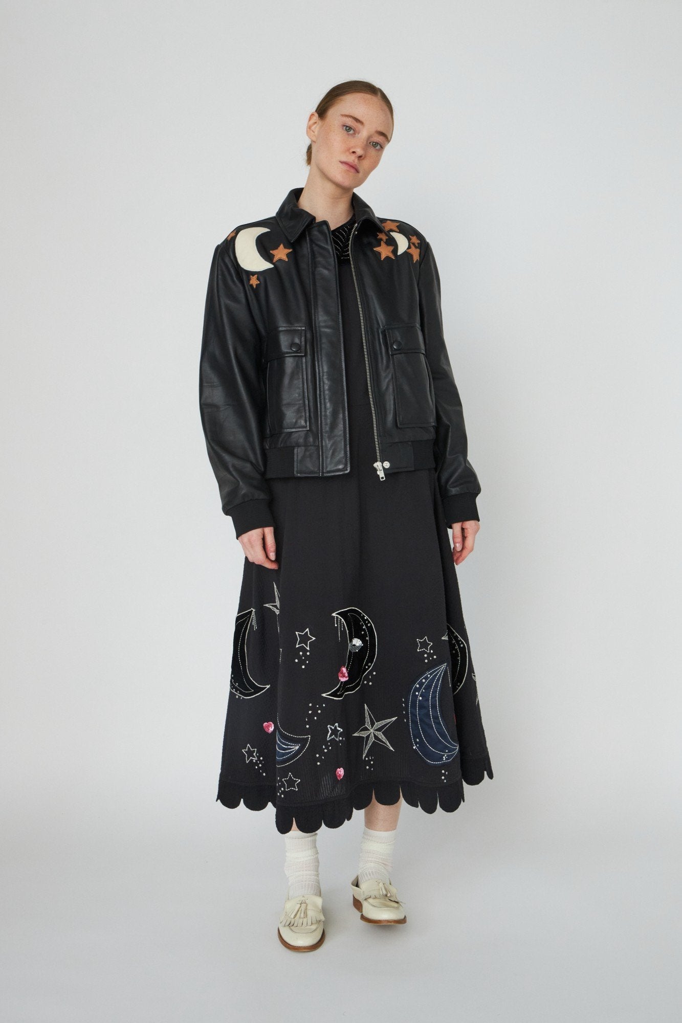 Starlight Leather Bomber Jacket