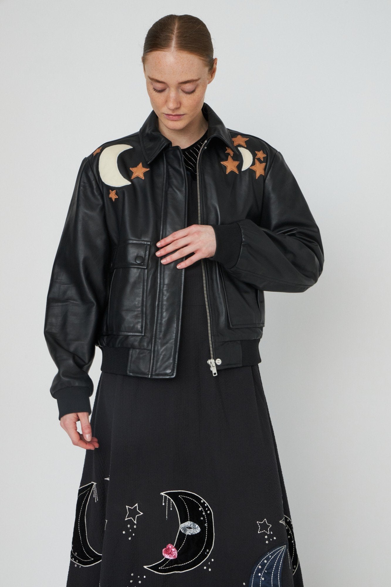 Starlight Leather Bomber Jacket
