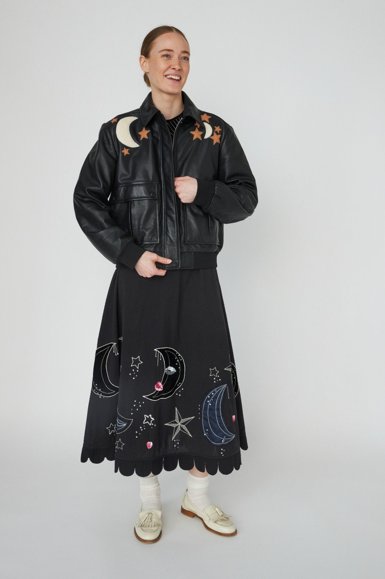 Starlight Leather Bomber Jacket