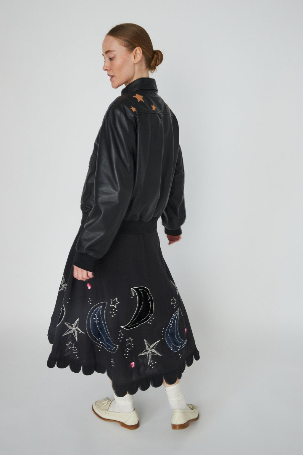 Starlight Leather Bomber Jacket