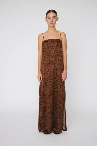 Maxi Animal Printed Silk Dress Leopard