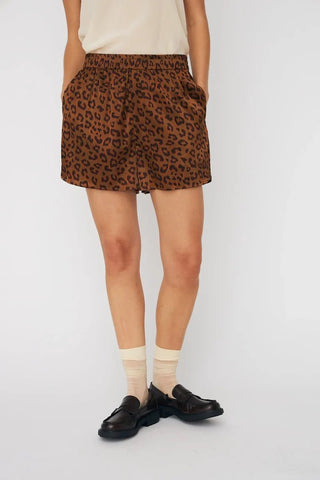 Animal Printed Silk Shorts Leopard