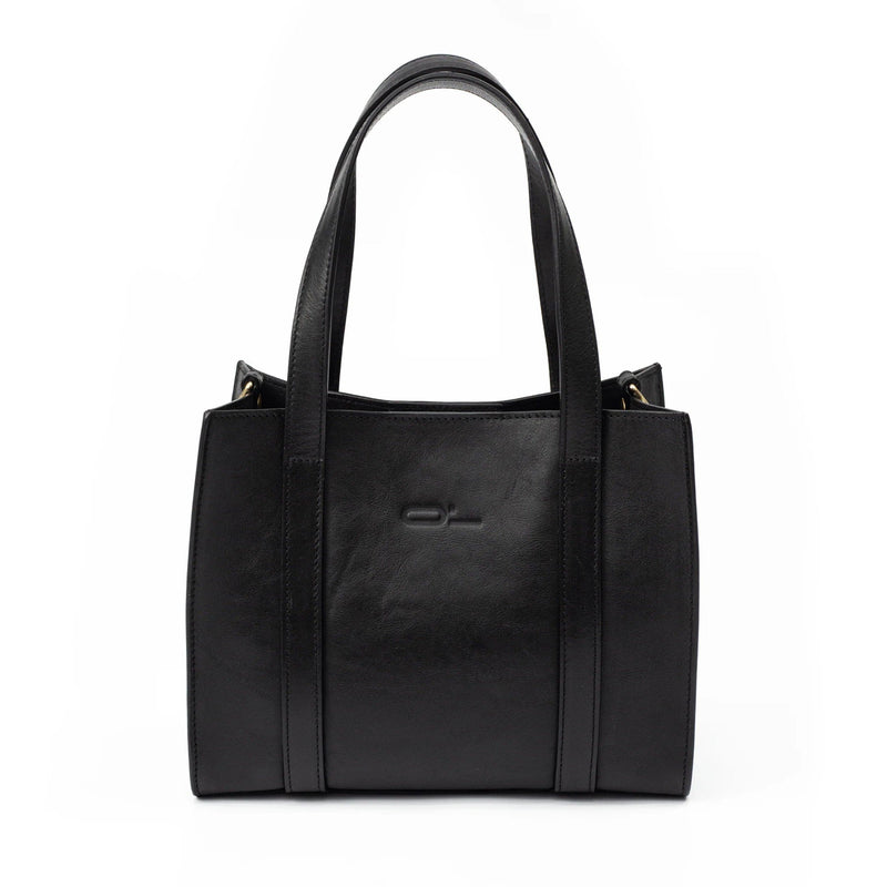 Black Leather Small Tote Bag - Broolls