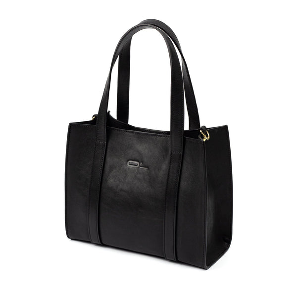 Black Leather Small Tote Bag - Broolls