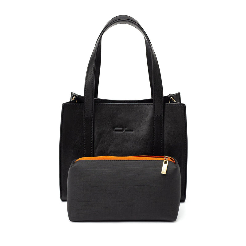 Black Leather Small Tote Bag - Broolls