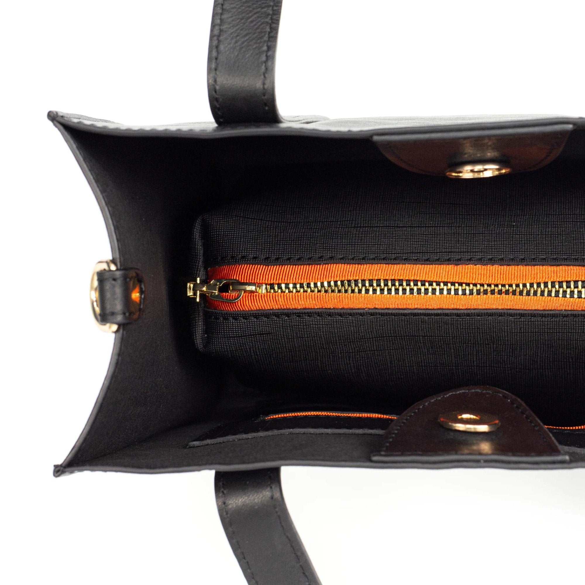 Black Leather Small Tote Bag - Broolls