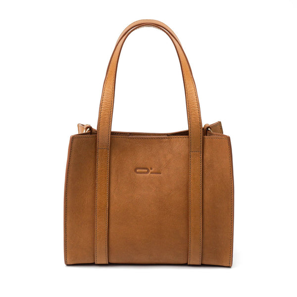 Camel Leather Small Tote Bag - Broolls