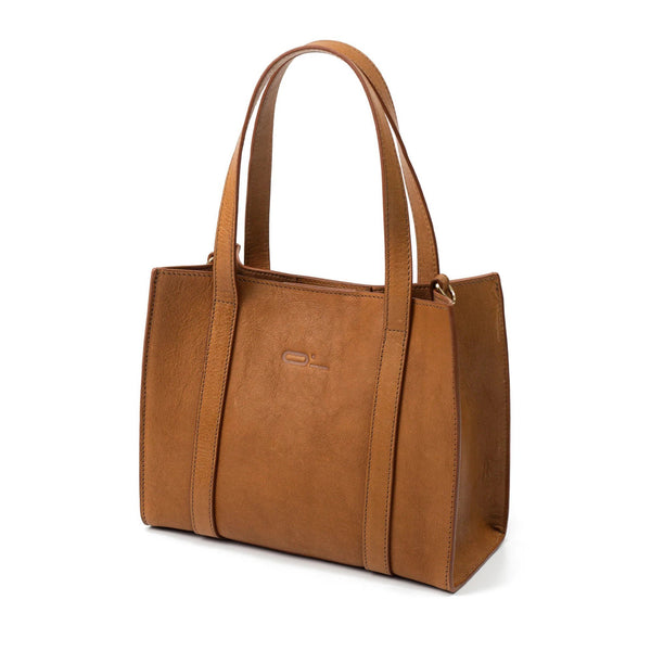 Camel Leather Small Tote Bag - Broolls