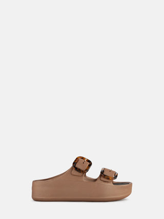 Tazara Bronzo Metal Sandals with Buckles Turtle Print